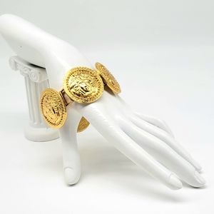 Versace Medusa Head Gold Medallion Statement Link Bracelet 90s Vintage RARE